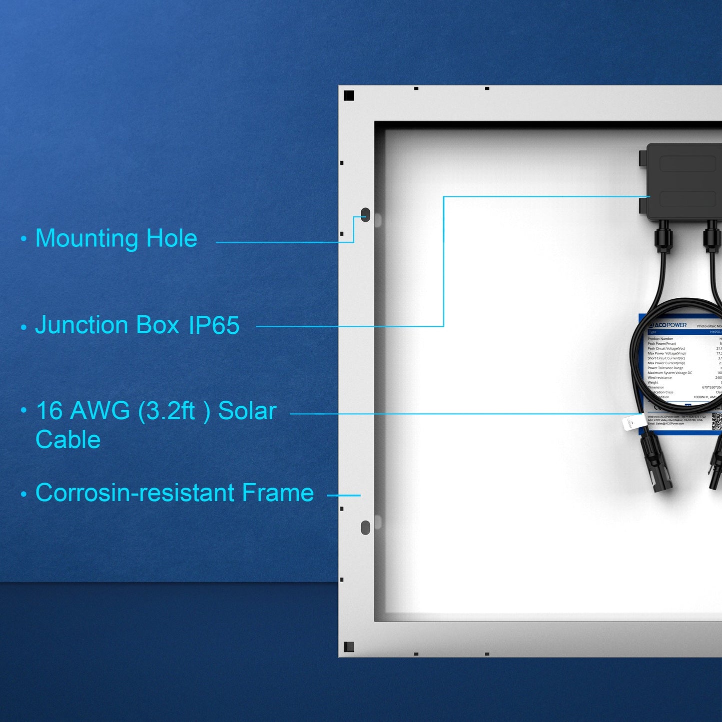 50 Watt 12 Volt Monocrystalline Solar Panel